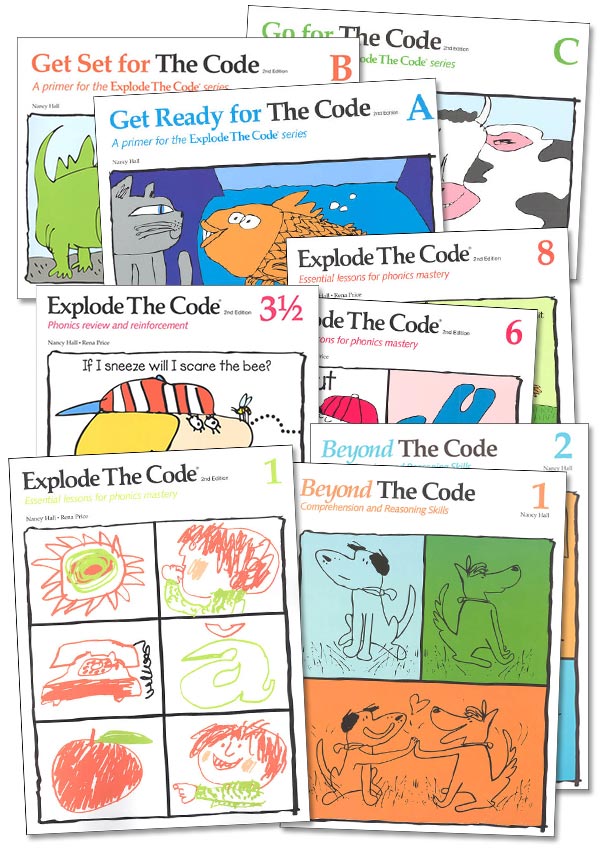 Sample selection of 9 books from the Explode the Code curriculum