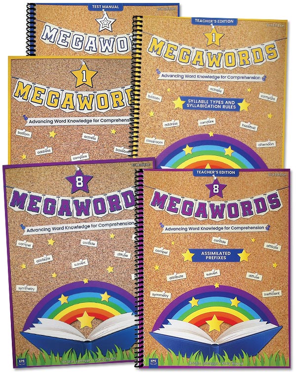 Sample selection of 5 books from the Megawords curriculum